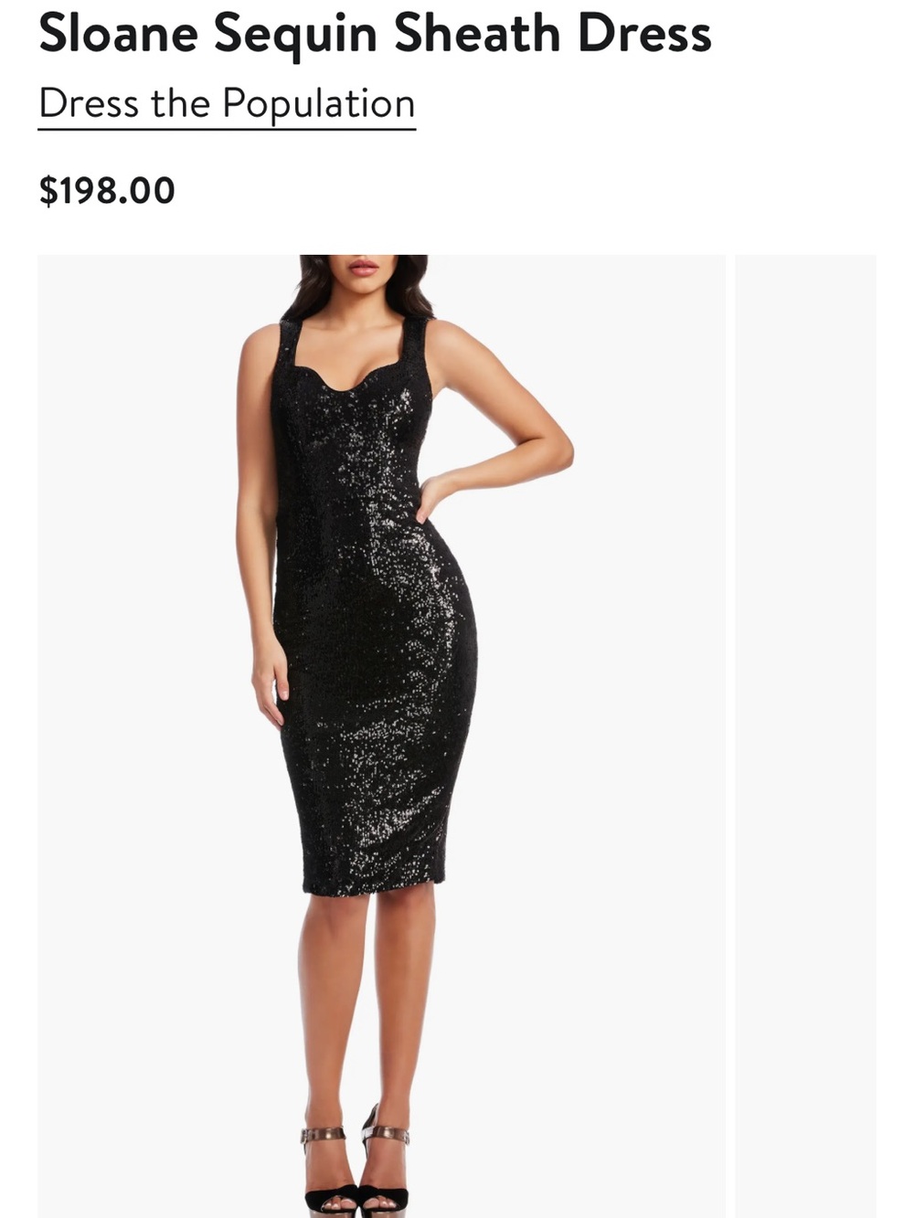 Dress the Population Sloane Sequin sheath Midi Dress, SMALL 0/2/4 *like new*
